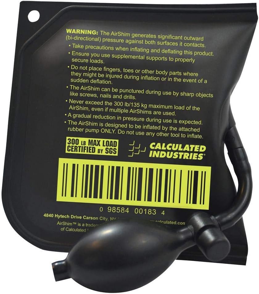 image:imageCalculated Industries 1194 AirShim XL Inflatable Pry Bar and Leveling Tool 500 LB Load Holding Rating ContractorGrade Alignment Pump Wedge1 Piece Standard
