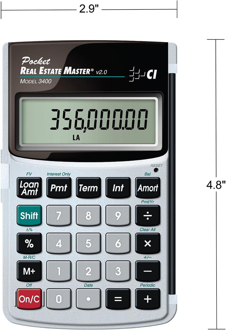 image:imageCalculated Industries 3400 Pocket Real Estate Master Financial Calculator Pocket mortgage calc solves payments loan amount interest term amortization remaining balance future value amp date math