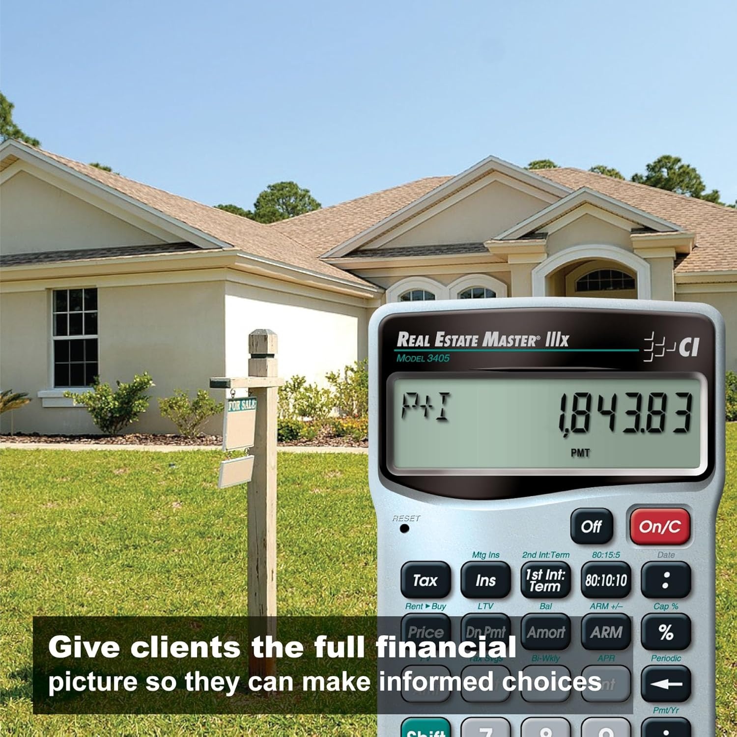 image:imageCalculated Industries 3405 Real Estate Master IIIx Residential Real Estate Finance Calculator ClearlyLabeled Function Keys Simplest Operation Solves Payments Amortizations ARMs Combos More Residential RE Finance Clearly Labeled Function Keys Simplest Operation Solves Payments Amortizations ARMs amp Combos