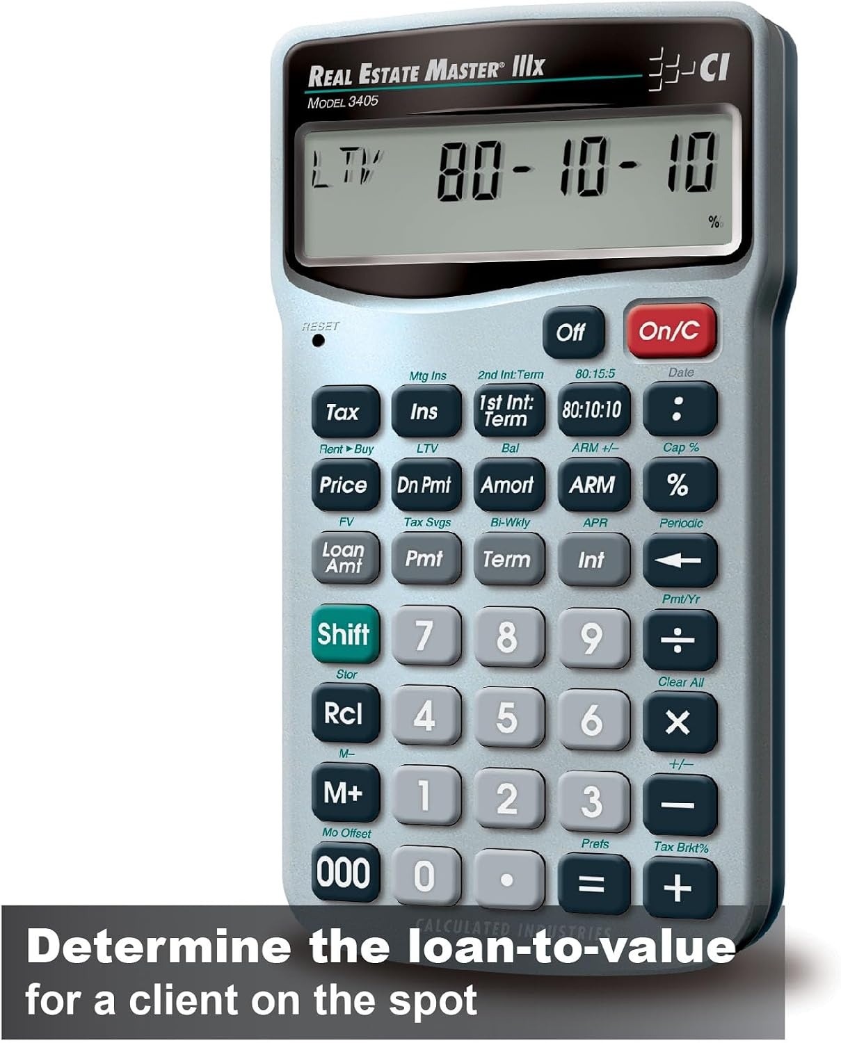 image:imageCalculated Industries 3405 Real Estate Master IIIx Residential Real Estate Finance Calculator ClearlyLabeled Function Keys Simplest Operation Solves Payments Amortizations ARMs Combos More Residential RE Finance Clearly Labeled Function Keys Simplest Operation Solves Payments Amortizations ARMs amp Combos