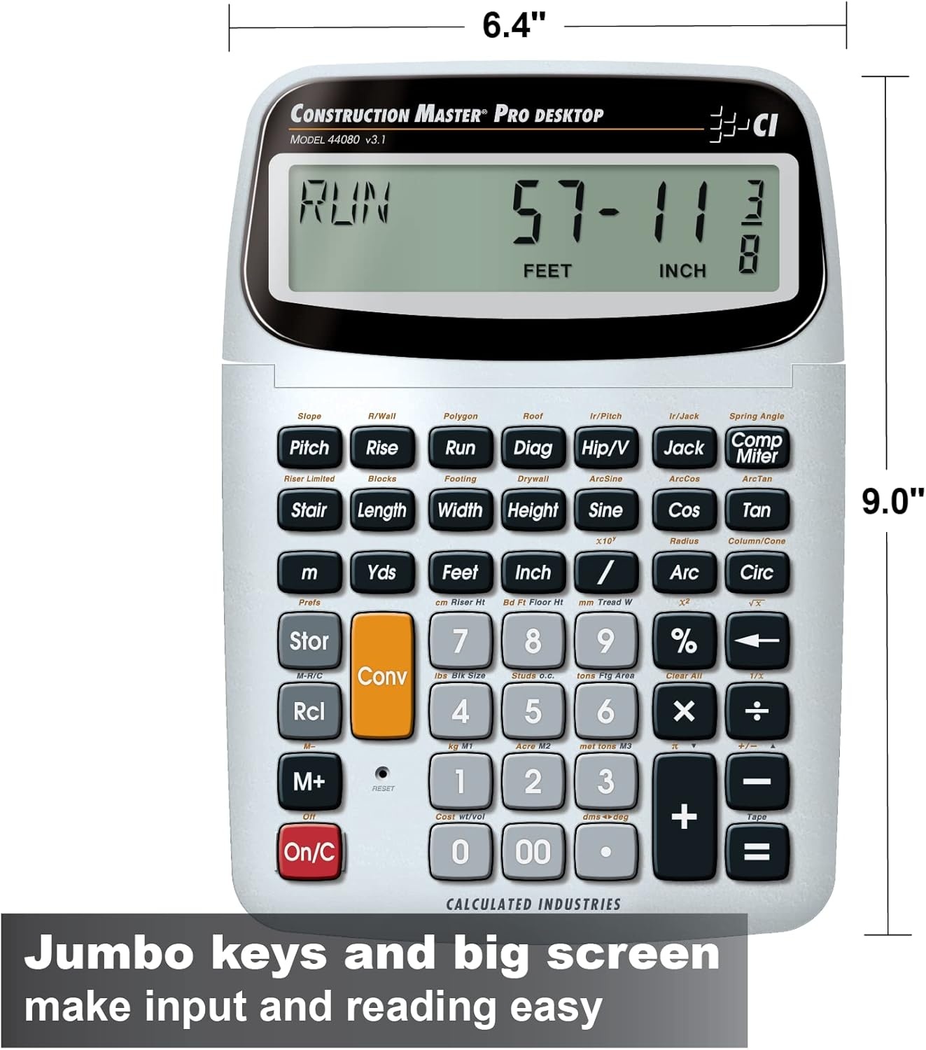 image:imageCalculated Industries 4065 Construction Master Pro Advanced Construction Math FeetinchFraction Calculator for Contractors Estimators Builders Framers Remodelers Renovators and Carpenters Advanced Construction Math FeetInchFractions For Contractors Estimators BuildersDesktop