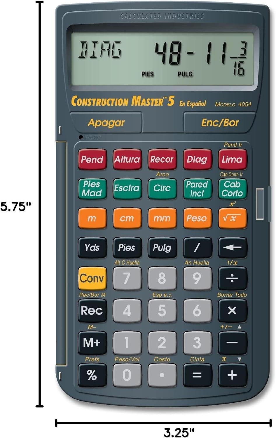 image:imageCalculated Industries 4065 Construction Master Pro Advanced Construction Math FeetinchFraction Calculator for Contractors Estimators Builders Framers Remodelers Renovators and Carpenters Advanced Construction Math FeetInchFractions For Contractors Estimators BuildersCM5 en Espanol