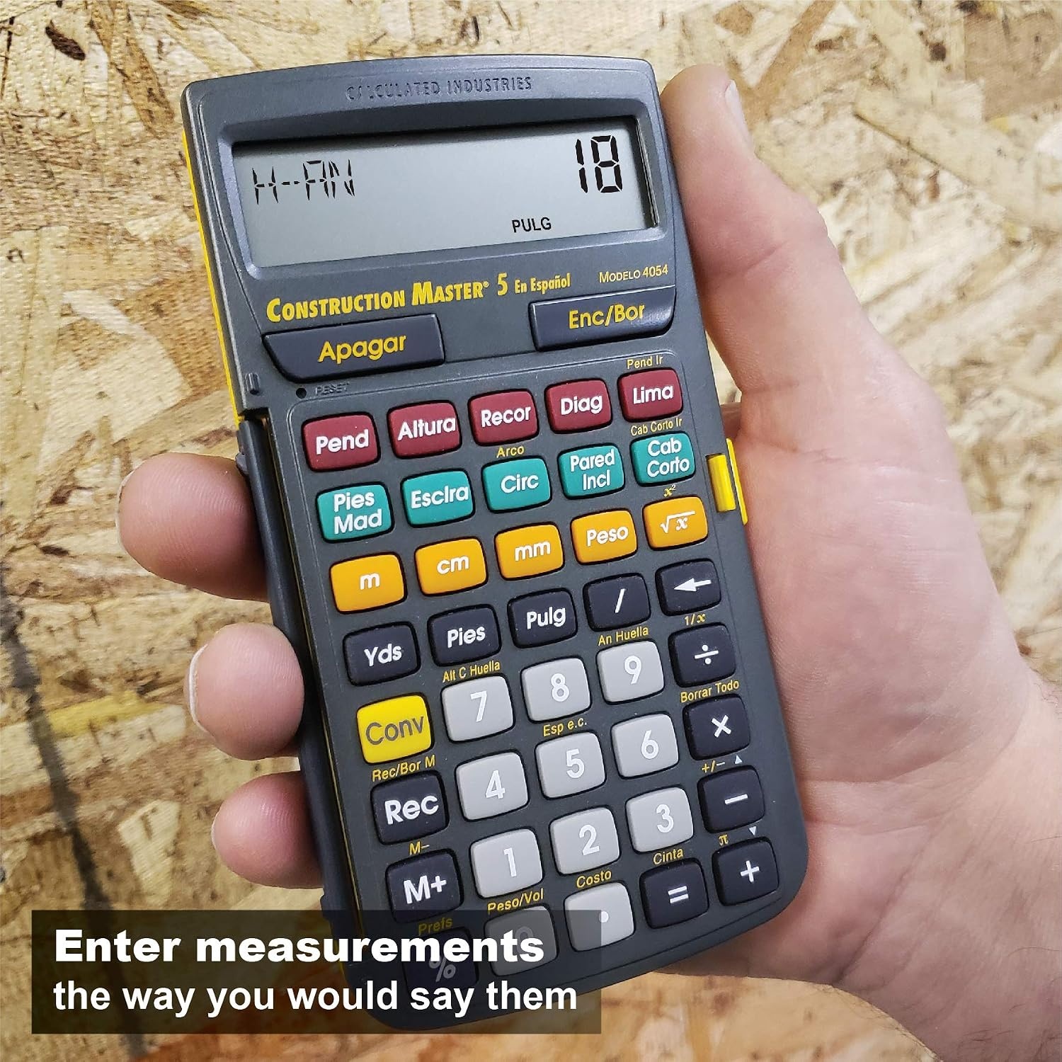 image:imageCalculated Industries 4065 Construction Master Pro Advanced Construction Math FeetinchFraction Calculator for Contractors Estimators Builders Framers Remodelers Renovators and Carpenters Advanced Construction Math FeetInchFractions For Contractors Estimators BuildersCM5 en Espanol