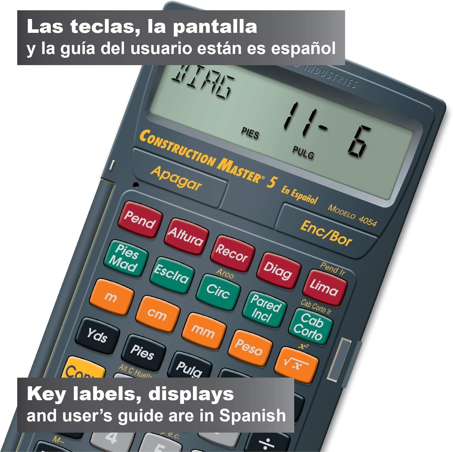 image:imageCalculated Industries 4065 Construction Master Pro Advanced Construction Math FeetinchFraction Calculator for Contractors Estimators Builders Framers Remodelers Renovators and Carpenters Advanced Construction Math FeetInchFractions For Contractors Estimators BuildersCM5 en Espanol
