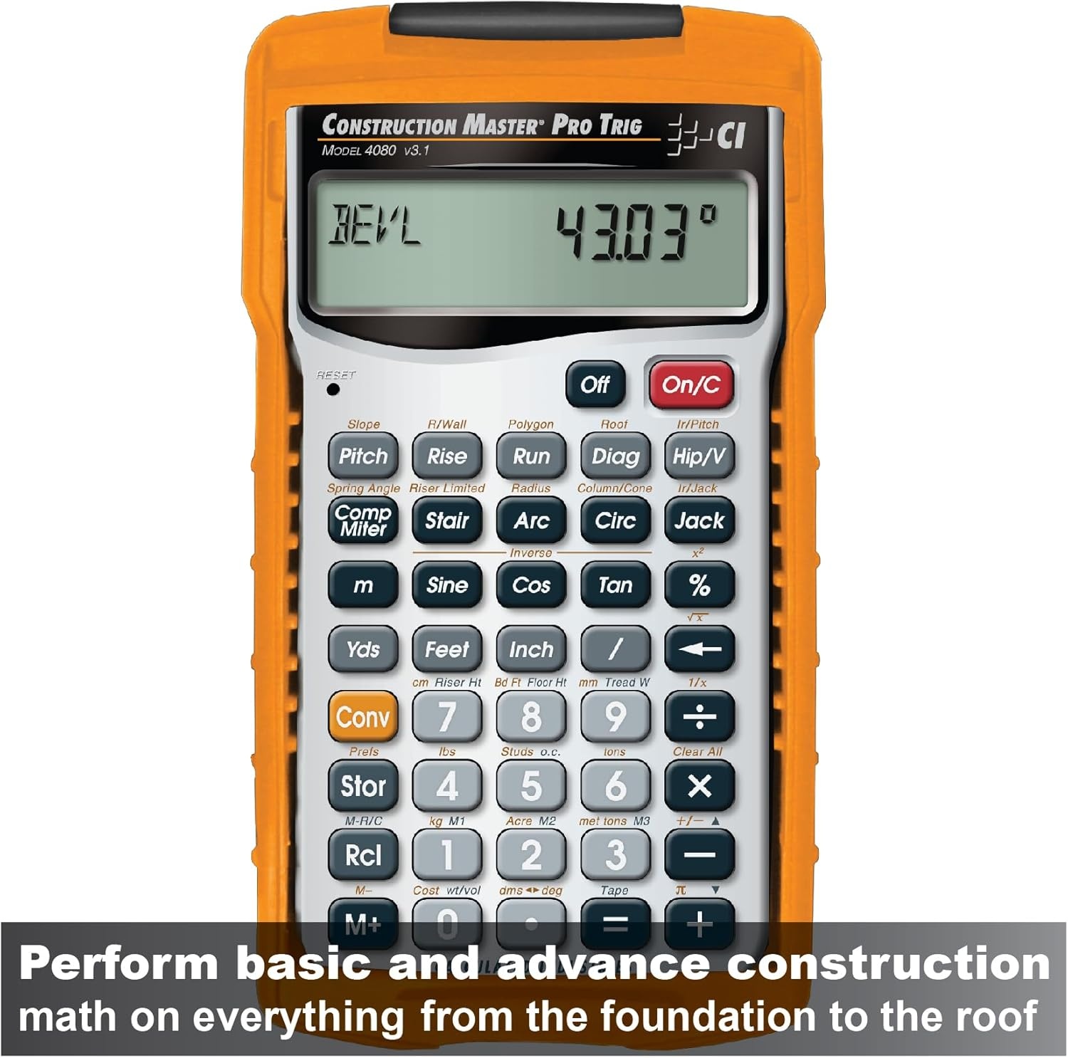 image:imageCalculated Industries 4080 Construction Master Pro Trig Calculator Advanced Construction Math FeetInchFraction Full Trig FunctionCalculator
