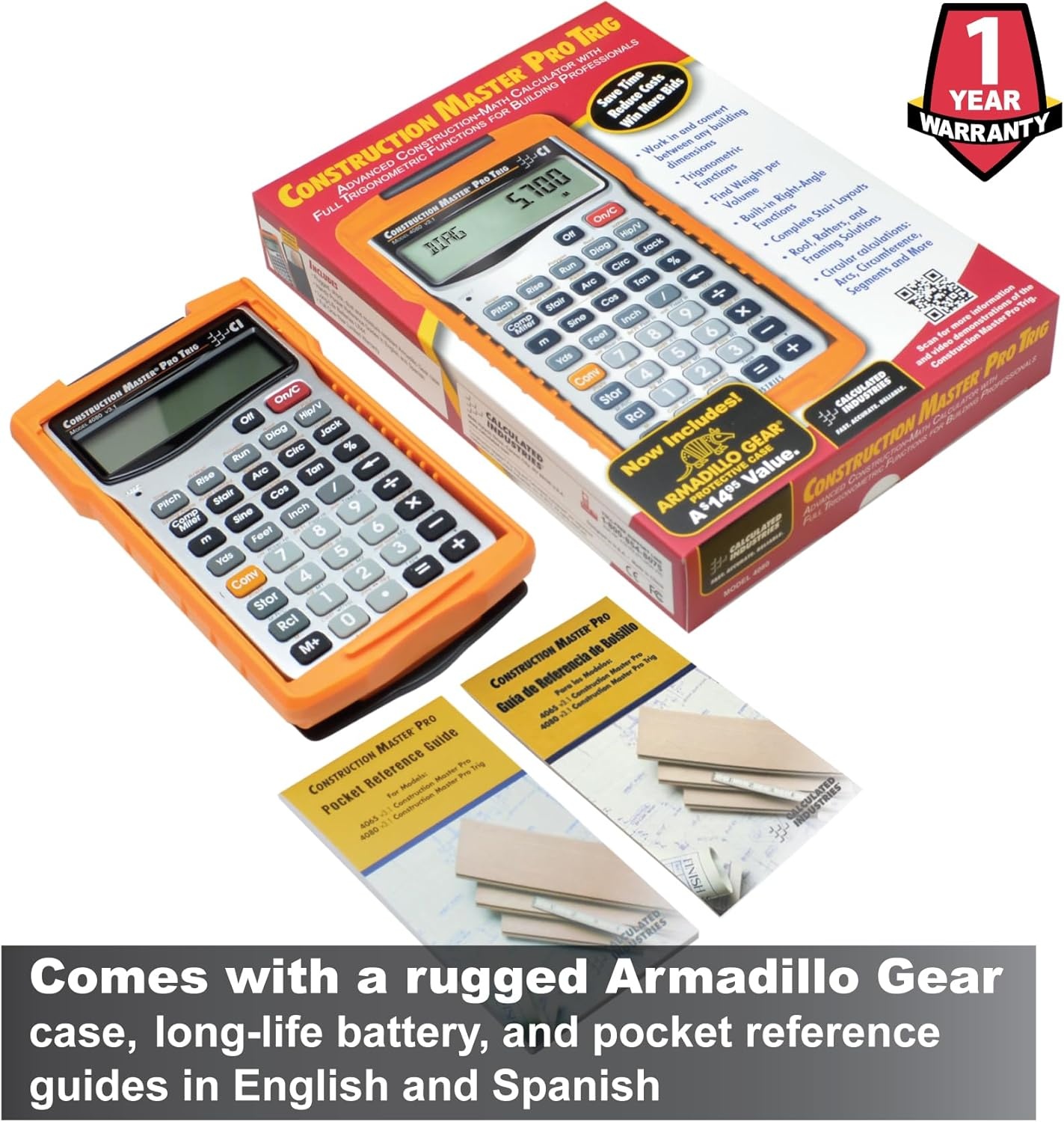 image:imageCalculated Industries 4080 Construction Master Pro Trig Calculator Advanced Construction Math FeetInchFraction Full Trig FunctionCalculator
