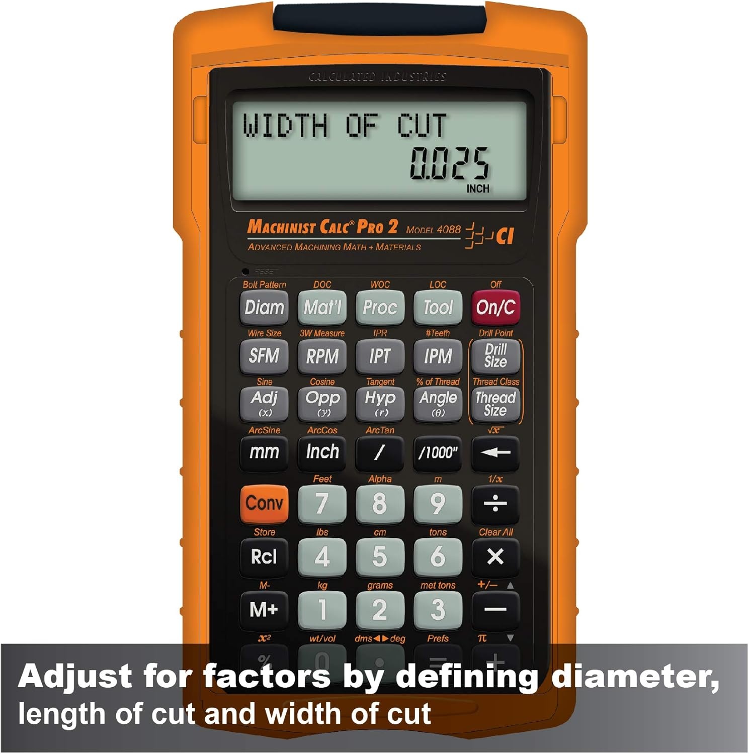image:imageCalculated Industries 4088 Machinist Calc Pro 2 Advanced Machining Calculator Speeds and Feeds DOC LOC and WOC for Materials and Tool settings Machinists Setters Tool amp Die Makers Shop Owners EngineeringScientific Speeds amp Feeds DOC LOC amp WOC Materials and Tool SettingsCalculator