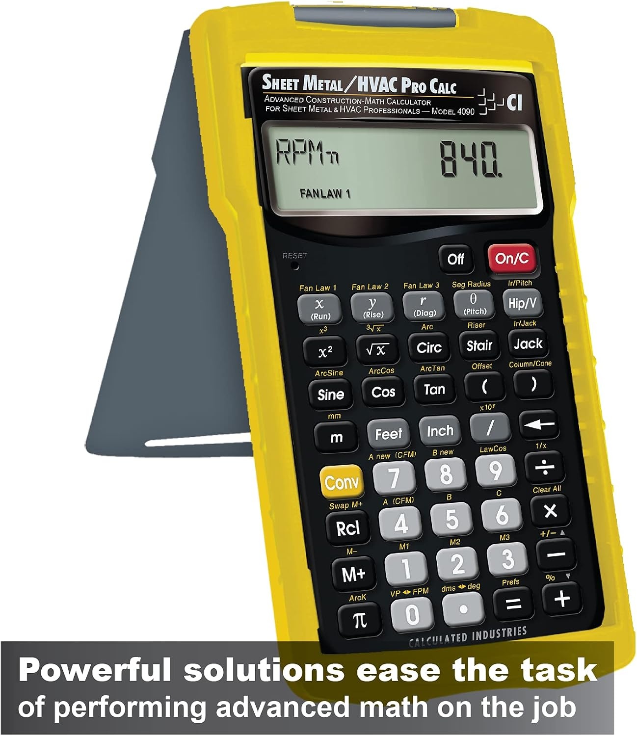 image:imageCalculated Industries 4090 Sheet MetalHVAC Pro Calc Calculator Advanced ConstructionMath for Sheet Metal amp HVAC Pros Fan Law Functions ArcK Builtin Constant Laws of Cosines