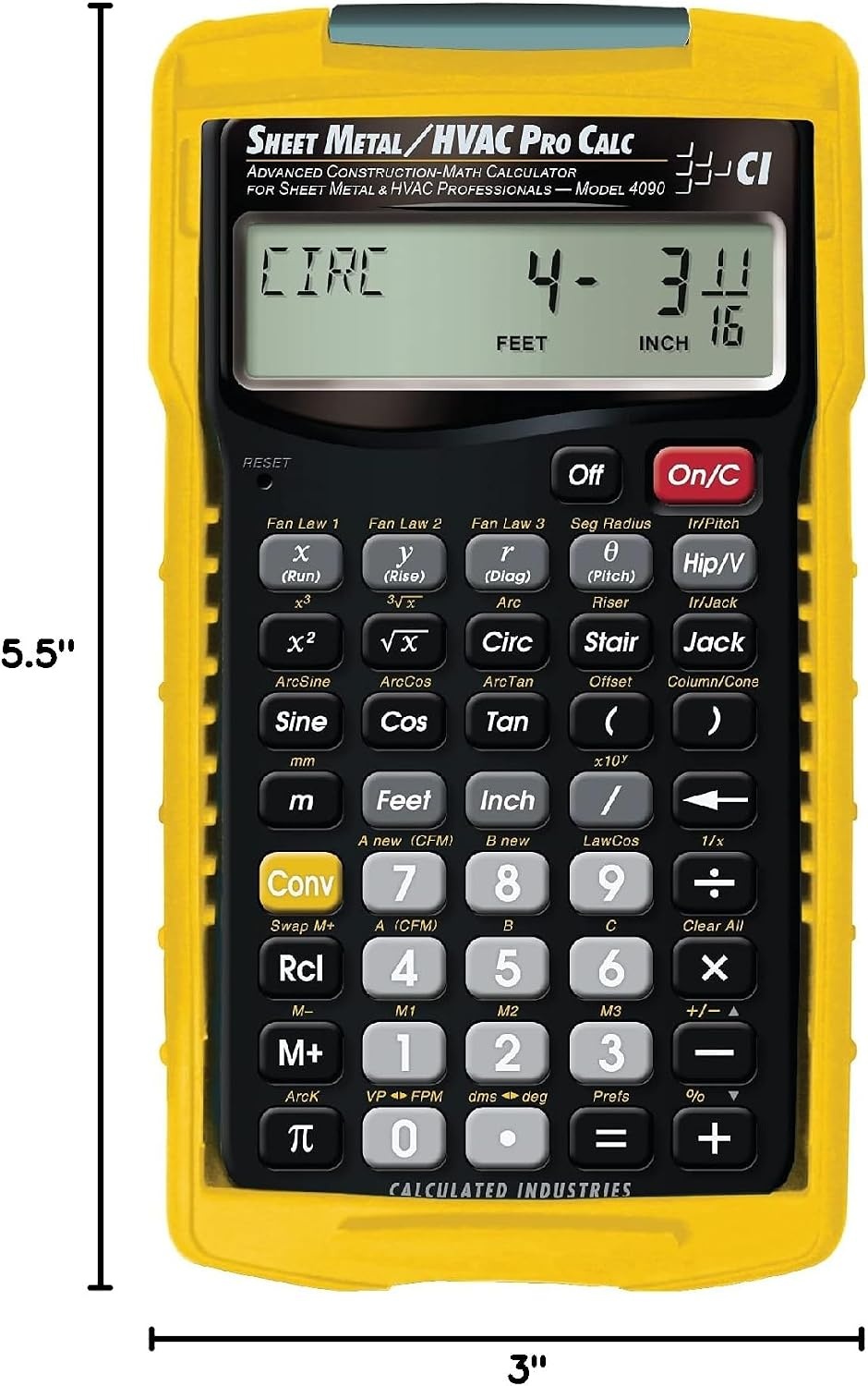 image:imageCalculated Industries 4090 Sheet MetalHVAC Pro Calc Calculator Advanced ConstructionMath for Sheet Metal amp HVAC Pros Fan Law Functions ArcK Builtin Constant Laws of Cosines