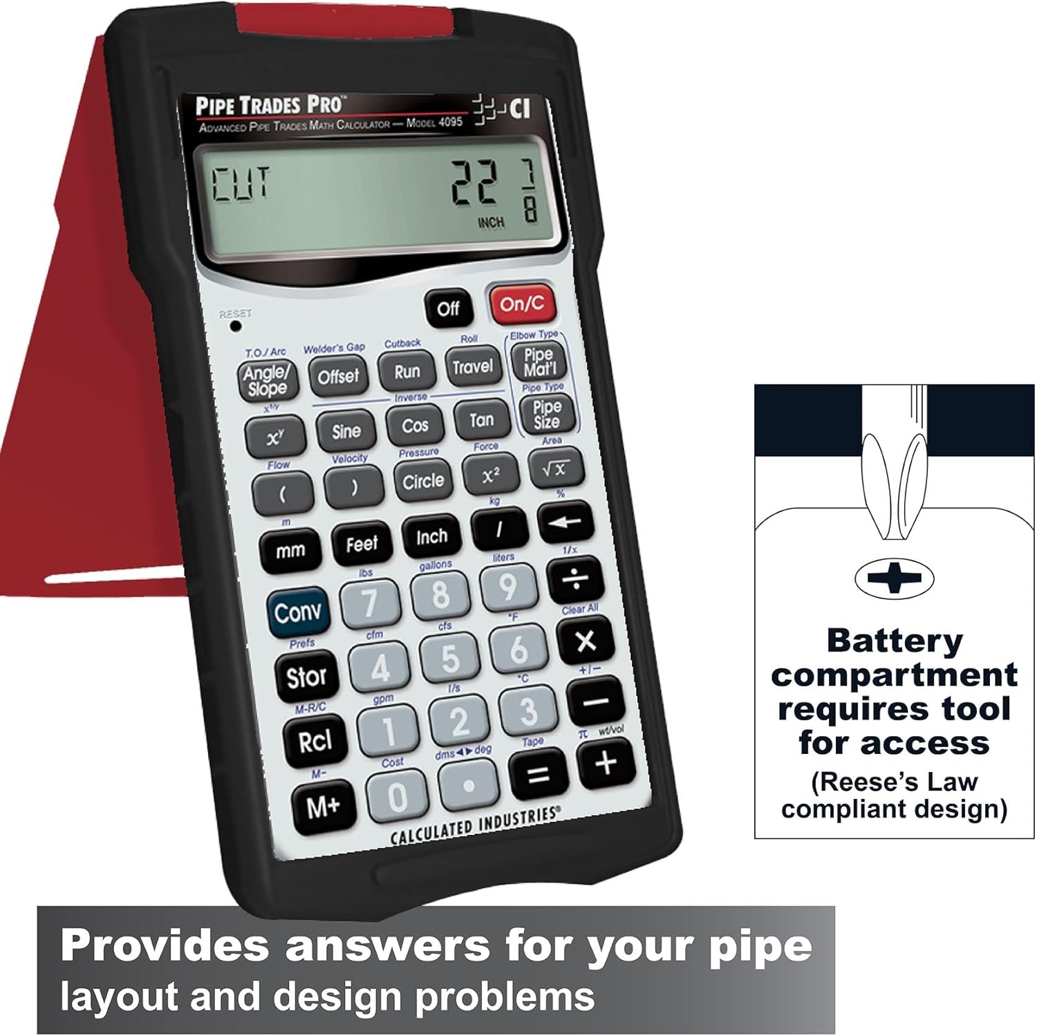 image:imageCalculated Industries 4095 Pipe Trades Pro Advanced Pipe Layout and Design Math Calculator Tool for Pipefitters Steamfitters Sprinklerfitters and Welders Builtin Pipe Data for 7 Materials White Advanced Pipe Layout and Design Math For Pipefitters Steamfitters Sprinklerfitters and WeldersSilver