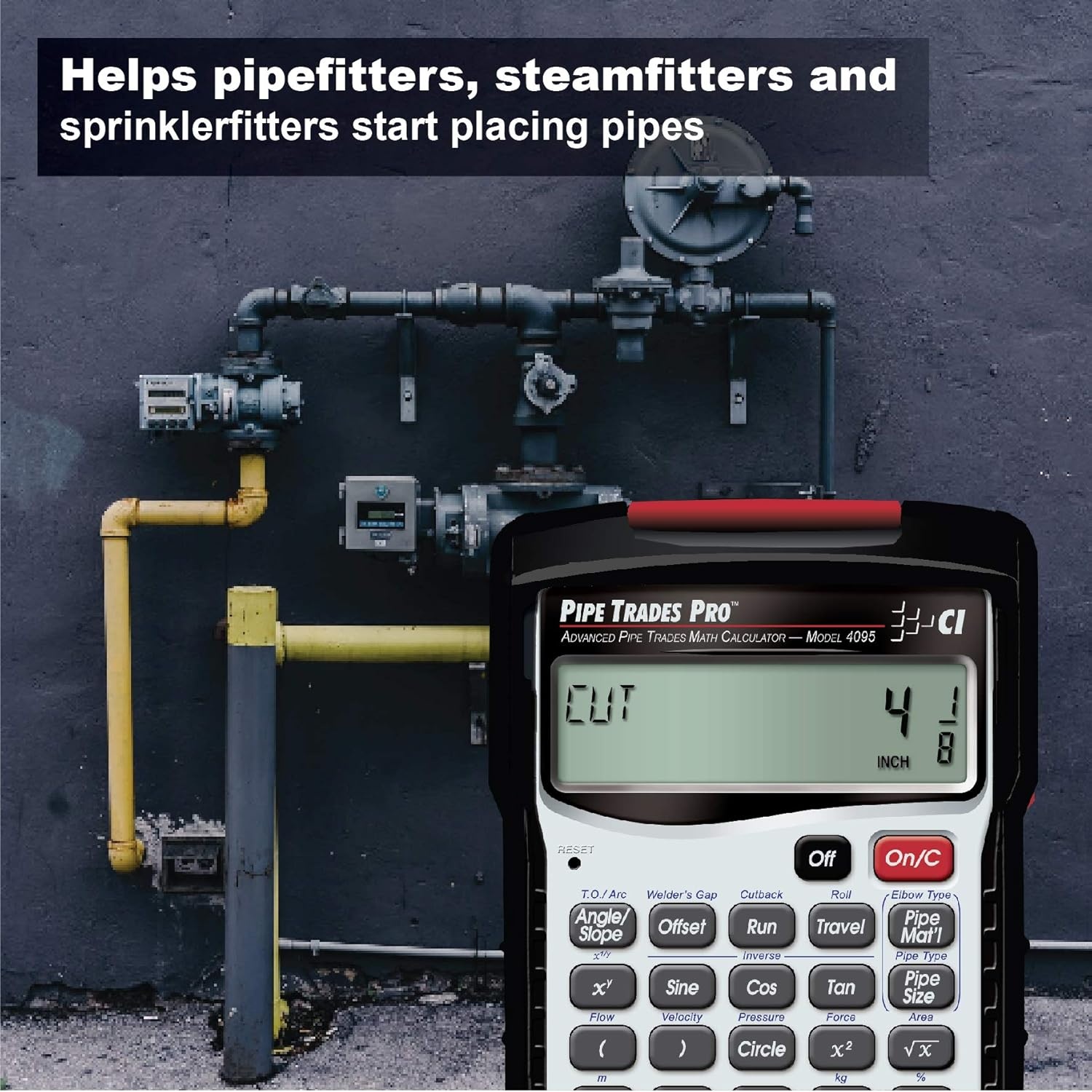 image:imageCalculated Industries 4095 Pipe Trades Pro Advanced Pipe Layout and Design Math Calculator Tool for Pipefitters Steamfitters Sprinklerfitters and Welders Builtin Pipe Data for 7 Materials White Advanced Pipe Layout and Design Math For Pipefitters Steamfitters Sprinklerfitters and WeldersSilver