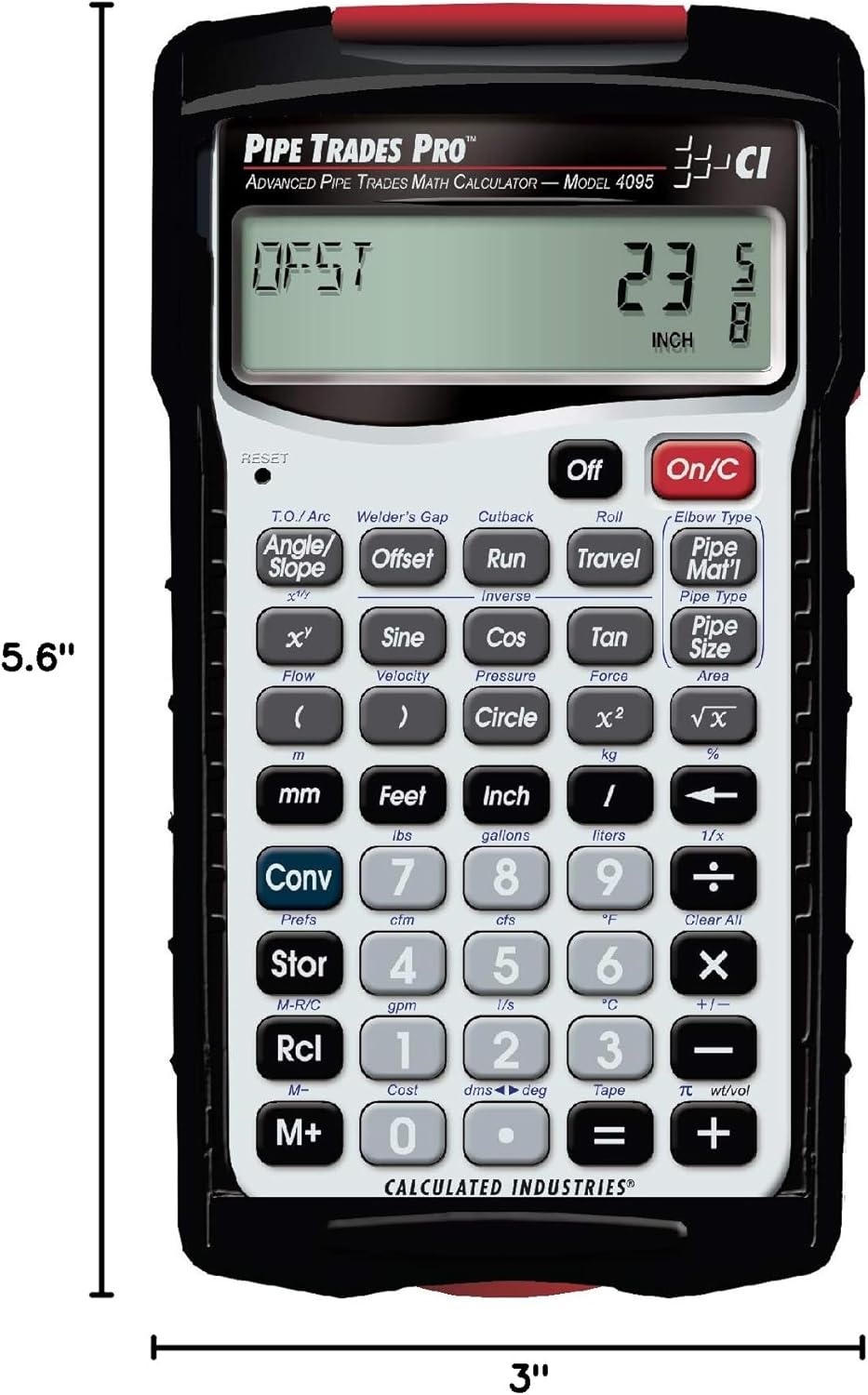 image:imageCalculated Industries 4095 Pipe Trades Pro Advanced Pipe Layout and Design Math Calculator Tool for Pipefitters Steamfitters Sprinklerfitters and Welders Builtin Pipe Data for 7 Materials White Advanced Pipe Layout and Design Math For Pipefitters Steamfitters Sprinklerfitters and WeldersSilver