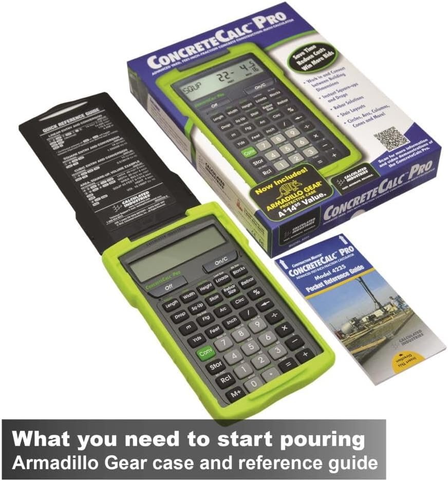 image:imageCalculated Industries 4225 ConcreteCalc Pro Advanced FeetInchFraction Metric ConstructionMath Calculator Tool for Concrete Masonry Paving Contractors and Estimators Advanced FeetInchFraction Metric For Concrete Masonry Paving Contractors and Estimators