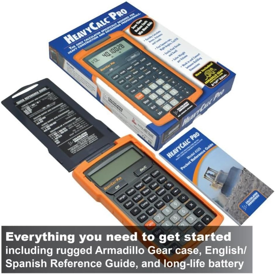 image:imageCalculated Industries 4325 HeavyCalc Pro Construction Math Calculator FeetInch Tenths Yards and Metric For Engineers Estimators Excavators Highway Contractors Heavy Equipment Operators