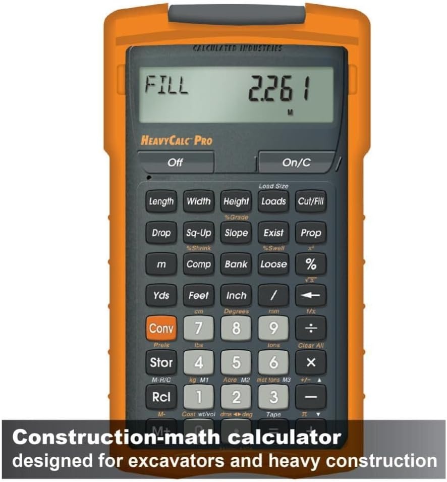 image:imageCalculated Industries 4325 HeavyCalc Pro Construction Math Calculator FeetInch Tenths Yards and Metric For Engineers Estimators Excavators Highway Contractors Heavy Equipment Operators