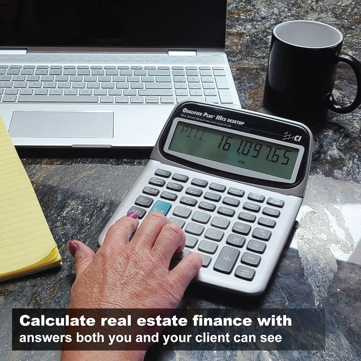 image:imageCalculated Industries 43430 Qualifier Plus IIIfx Desktop PRO Calculator Real Estate Mortgage Finance ClearlyLabeled Keys Buyer PreQualifying Payments Amortizations ARMs Combos FHAVA