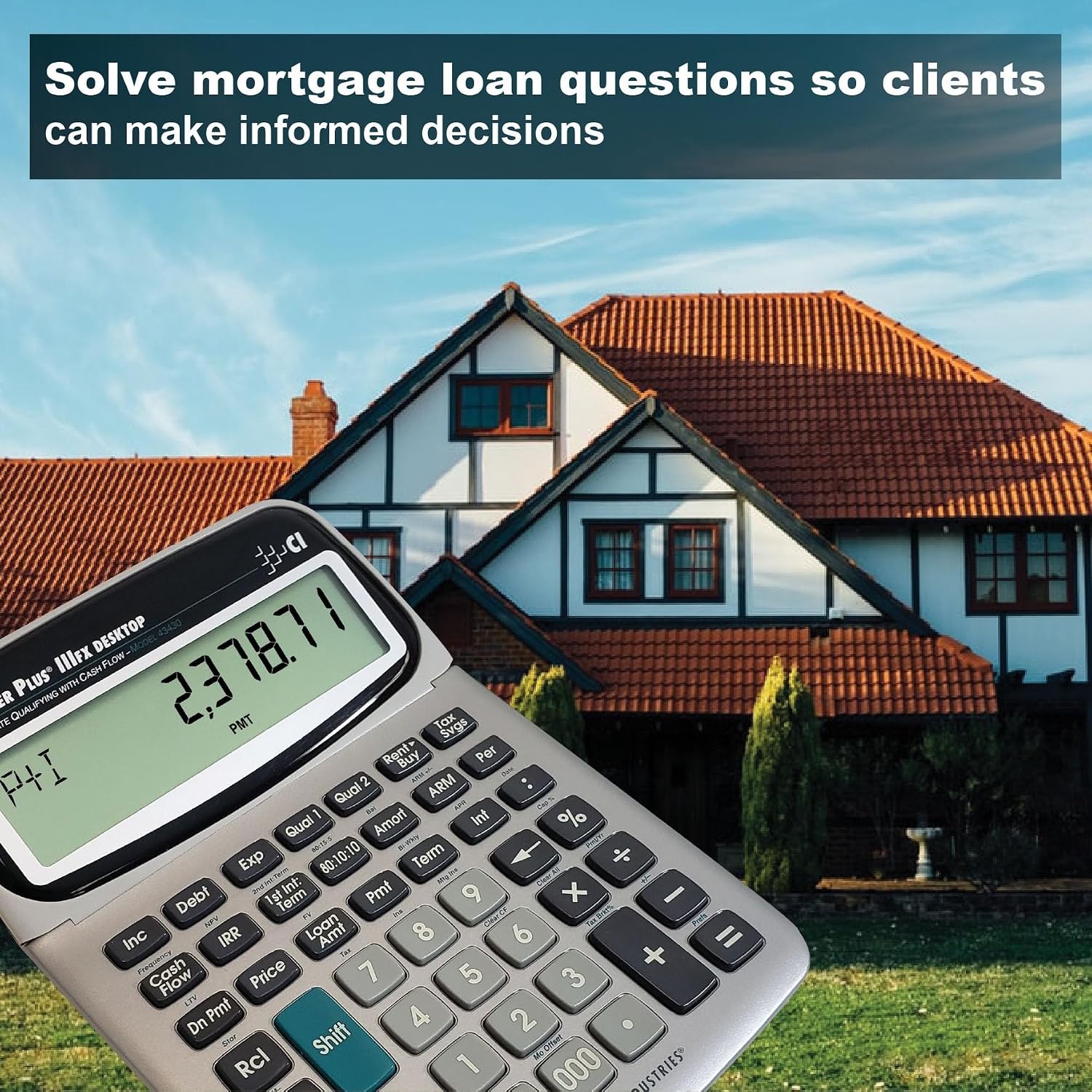 image:imageCalculated Industries 43430 Qualifier Plus IIIfx Desktop PRO Calculator Real Estate Mortgage Finance ClearlyLabeled Keys Buyer PreQualifying Payments Amortizations ARMs Combos FHAVA