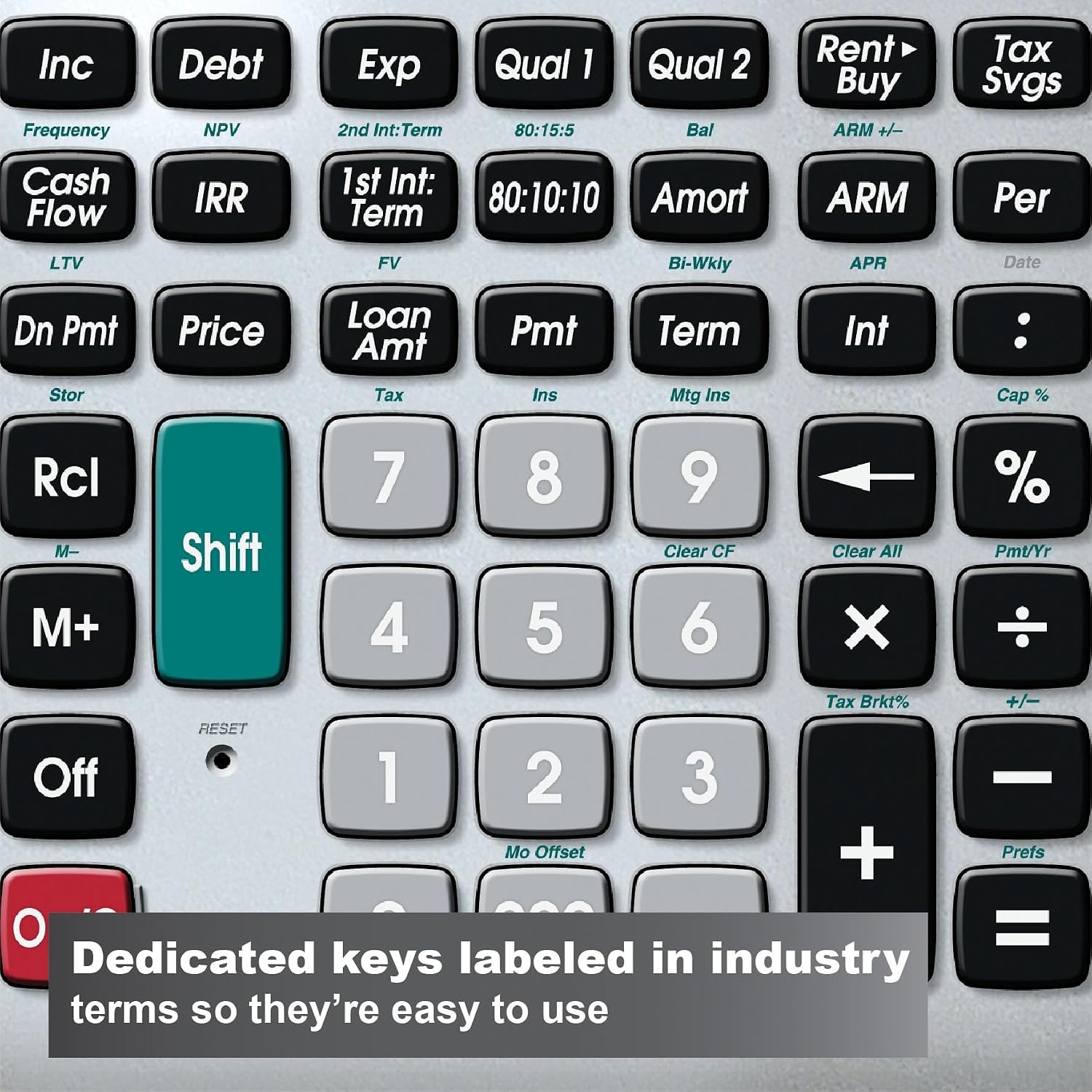 image:imageCalculated Industries 43430 Qualifier Plus IIIfx Desktop PRO Calculator Real Estate Mortgage Finance ClearlyLabeled Keys Buyer PreQualifying Payments Amortizations ARMs Combos FHAVA