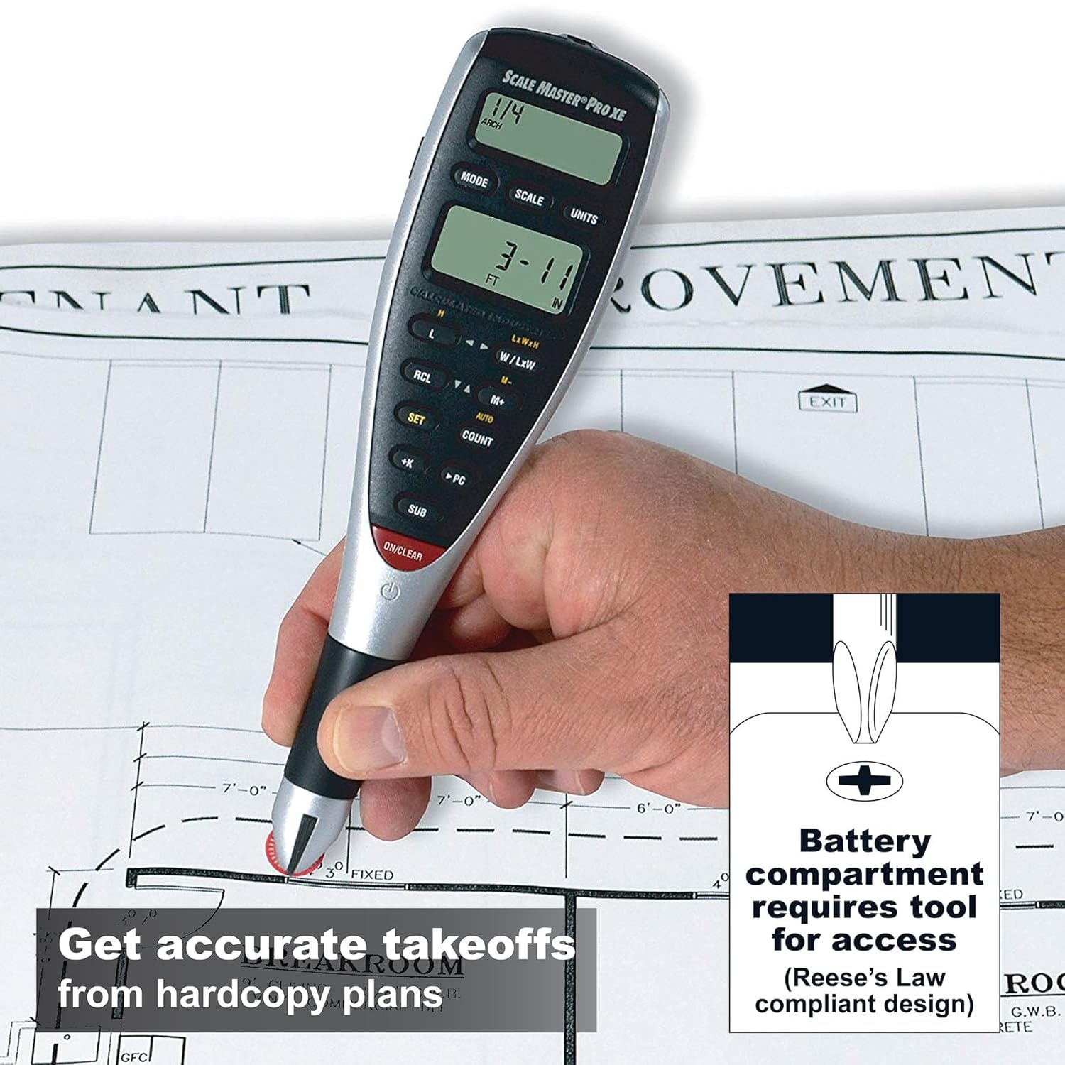 image:imageCalculated Industries 6135 Scale Master Pro XE Digital Plan Measure Advanced Estimating Takeoffs from Blueprints with 91 ImperialMetric Scales and 10 Custom Scales for OutofScale Plans