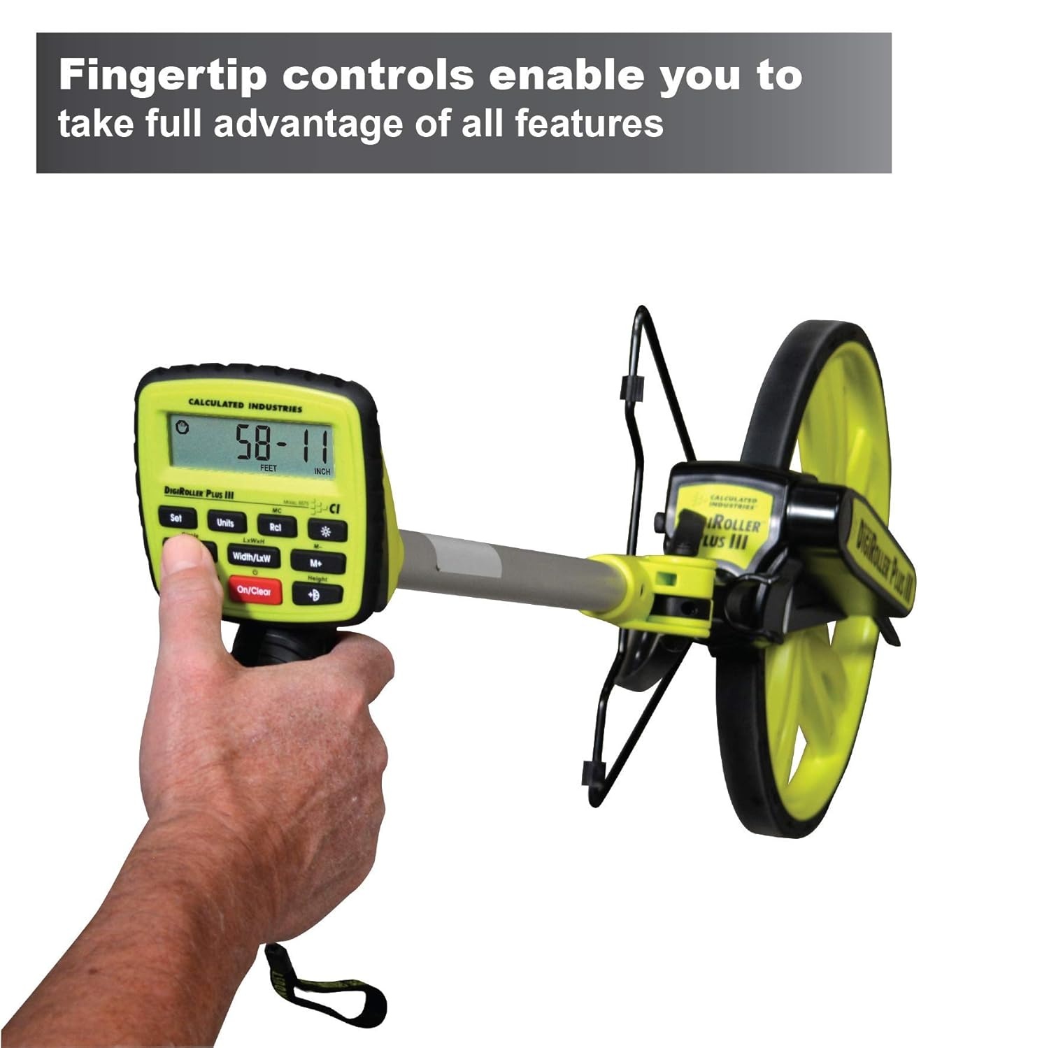 image:imageCalculated Industries 6575 DigiRoller Plus III 125 Inch Estimators Electronic Distance Measuring Wheel with Large Backlit Digital Display Measure in Feet Inches Meters Yards FREE Carrying PackMeasuring Wheel