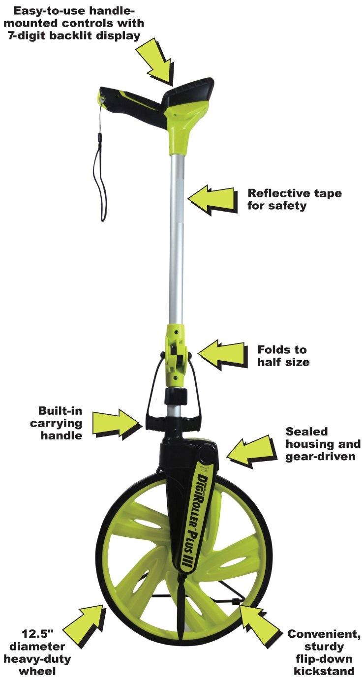 image:imageCalculated Industries 6575 DigiRoller Plus III 125 Inch Estimators Electronic Distance Measuring Wheel with Large Backlit Digital Display Measure in Feet Inches Meters Yards FREE Carrying PackMeasuring Wheel