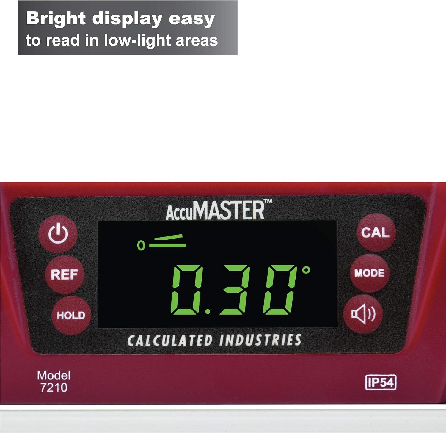 image:imageCalculated Industries 7210 AccuMASTER PRO Digital Torpedo Level and Protractor 10 Inch Neodymium Magnets Bright LED Display IP54 DustWater Resistant Red