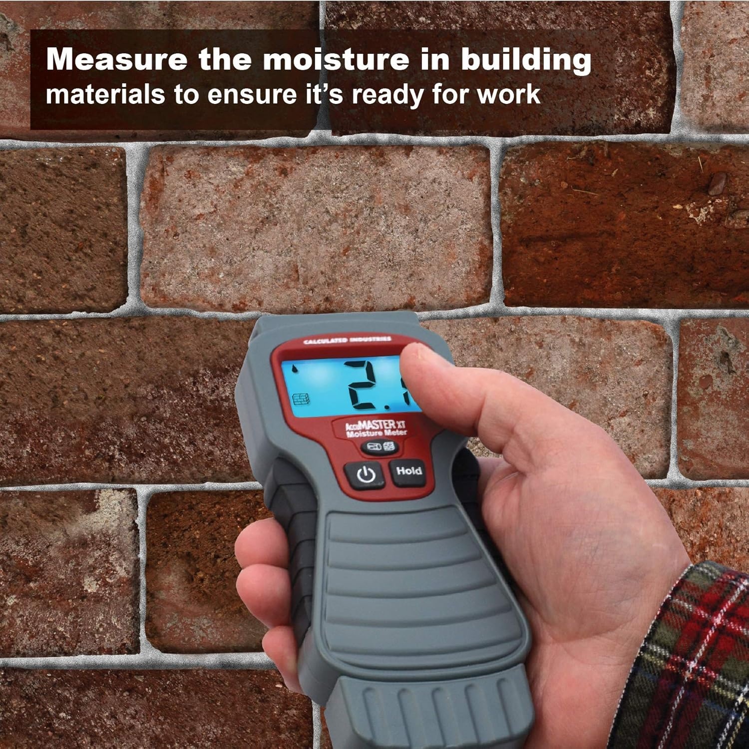 image:imageCalculated Industries 7440 AccuMASTER XT Digital Moisture Meter Handheld Pin Type Backlit LCD Display Detects Leaks Damp and Moisture in Wood Walls Ceilings Carpet and Firewood Handheld Pin Type Backlit LCD Display Detects Leaks Damp and Moisture For Wood Walls Ceilings Carpet FirewoodPinType Backlit LCD