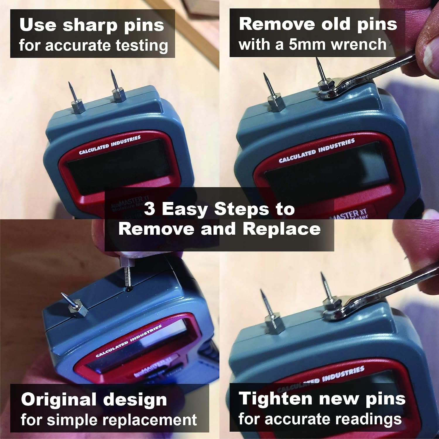 image:imageCalculated Industries 7442PINS AccuMASTER Moisture Meter Replacement Pins Pack Two Pairs of Pins Fit AccuMaster models 7440 and 7445 Stainless Steel