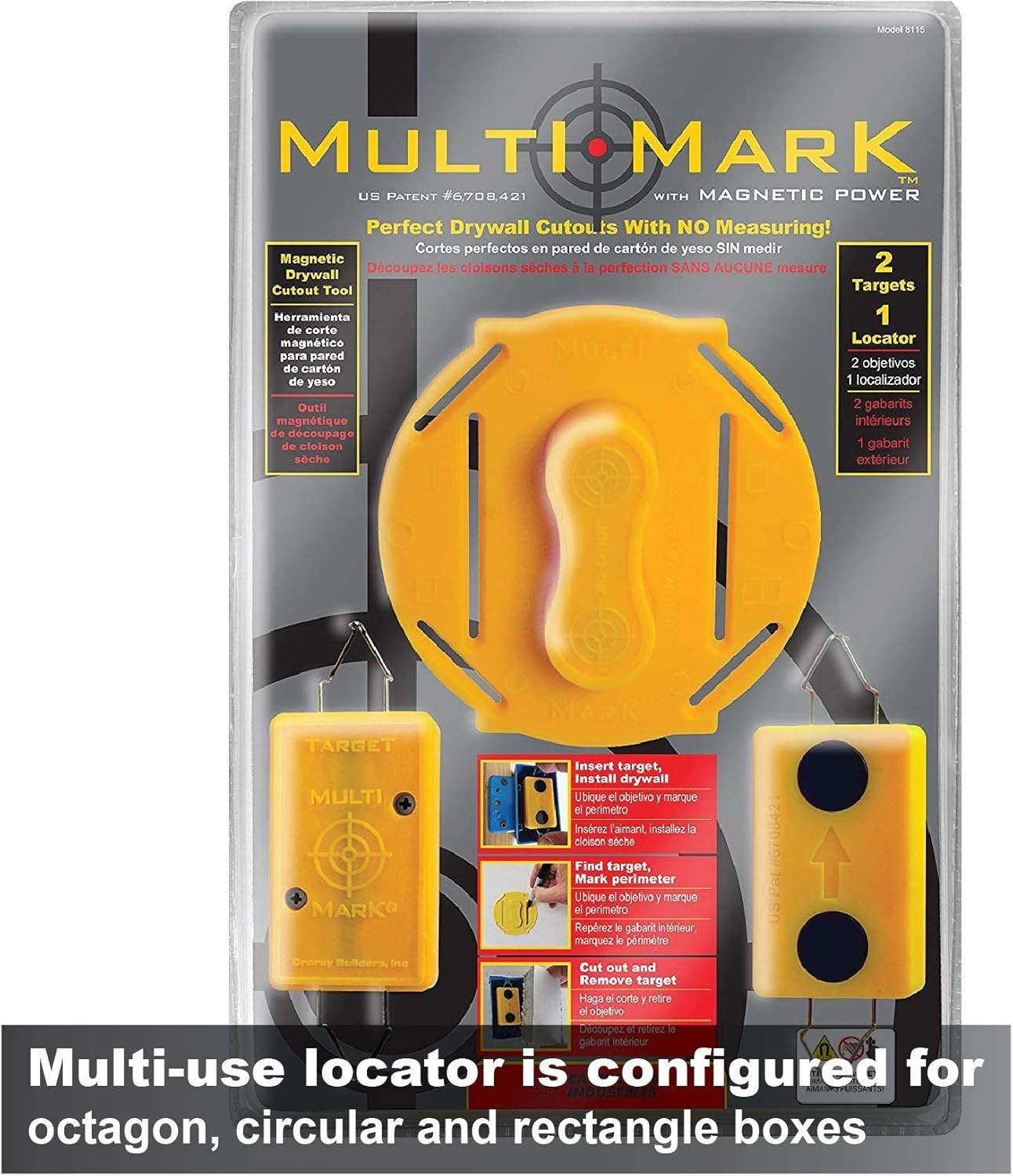 image:imageCalculated Industries 8115 Multi Mark Drywall Cutout Locator Tool Powerful RareEarth Magnetic Targets 2 and Locator Kit