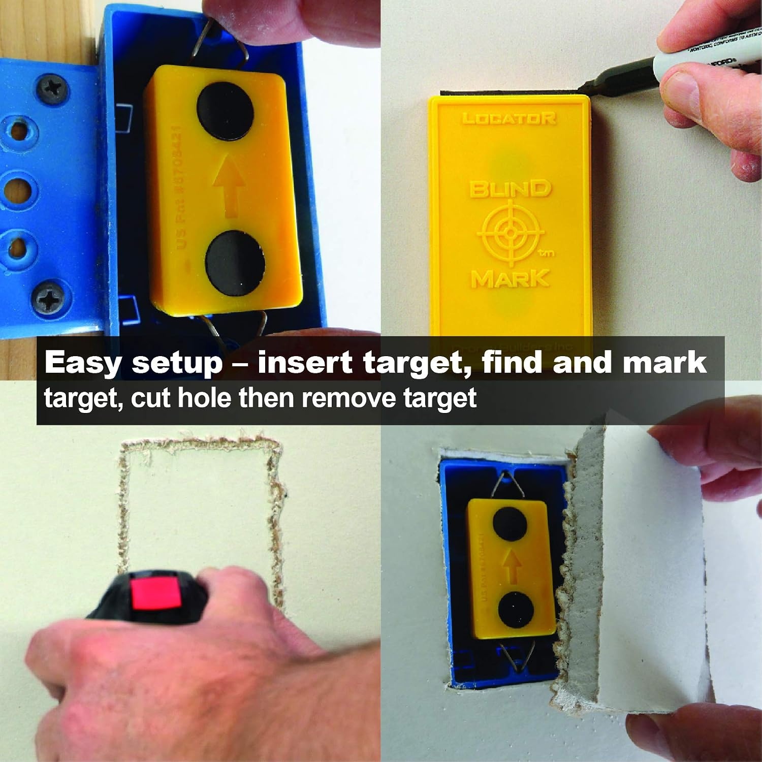 image:imageCalculated Industries 8125 Value Pack Blind Mark and Center Mark Drywall Install Tools For Electrical Outlet Box and Recessed CanLight Cutouts Powerful RareEarth Magnetic Targets and Locator