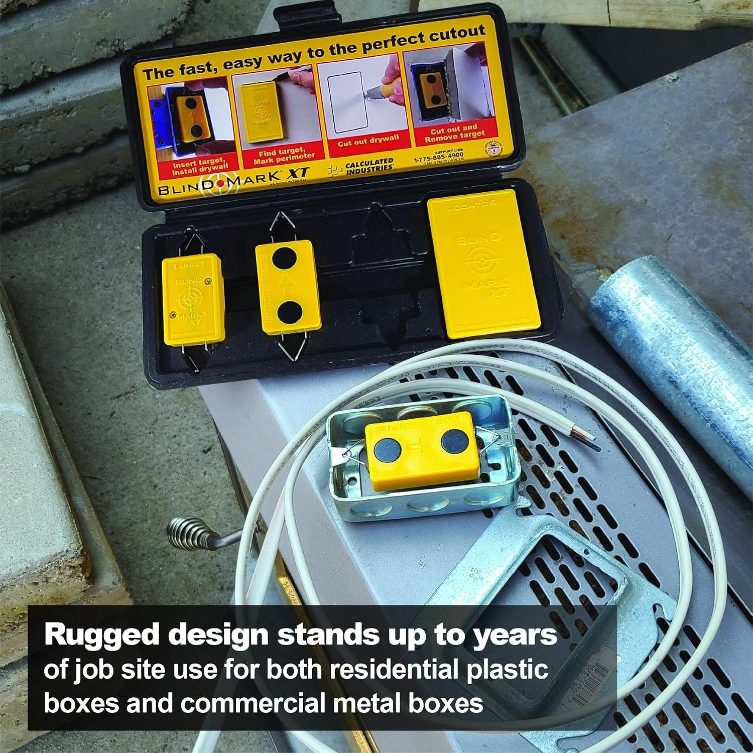 image:imageCalculated Industries 8125 Value Pack Blind Mark and Center Mark Drywall Install Tools For Electrical Outlet Box and Recessed CanLight Cutouts Powerful RareEarth Magnetic Targets and Locator