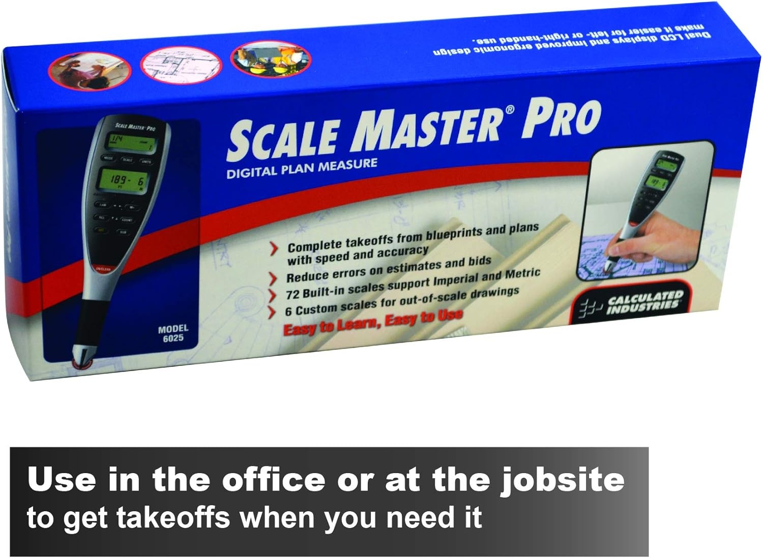image:imageCalculated Industries Scale Master Pro 73Inch Digital Plan Measure 6025 72 Builtin US Imperial and Metric Scales 6 Custom Scales for OutofScale PlansWithout Kit