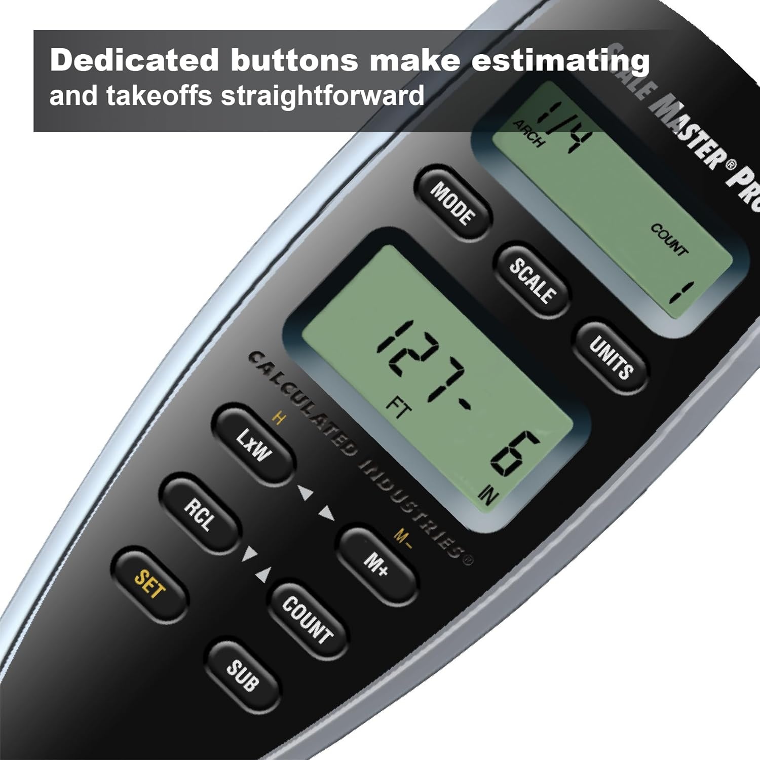image:imageCalculated Industries Scale Master Pro 73Inch Digital Plan Measure 6025 72 Builtin US Imperial and Metric Scales 6 Custom Scales for OutofScale PlansWithout Kit