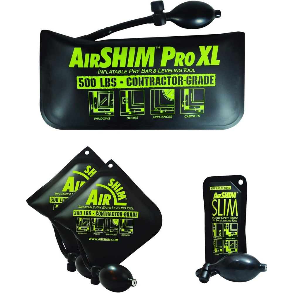 image:imageCalculated Industries 1132 AirShim Inflatable Pry Bars and Leveling Tools 4pc Value Pack 2 Original AirShims 1 AirShim Pro XL and 1 AirShim Slim ContractorGrade Pump Wedges Set of 4