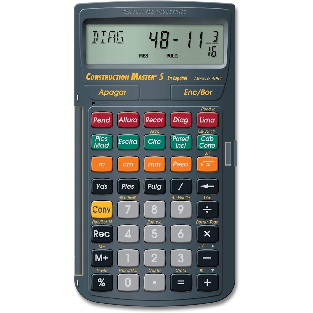 image:imageCalculated Industries 4065 Construction Master Pro Advanced Construction Math FeetinchFraction Calculator for Contractors Estimators Builders Framers Remodelers Renovators and Carpenters Advanced Construction Math FeetInchFractions For Contractors Estimators BuildersCM5 en Espanol