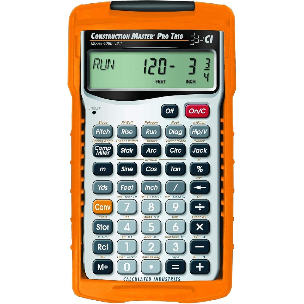 image:imageCalculated Industries 4080 Construction Master Pro Trig Calculator Advanced Construction Math FeetInchFraction Full Trig FunctionCalculator