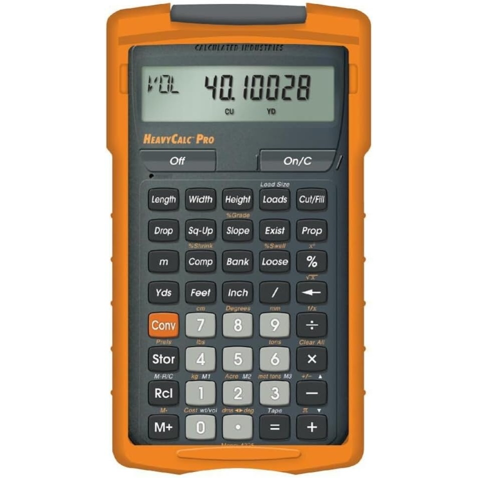 image:imageCalculated Industries 4325 HeavyCalc Pro Construction Math Calculator FeetInch Tenths Yards and Metric For Engineers Estimators Excavators Highway Contractors Heavy Equipment Operators