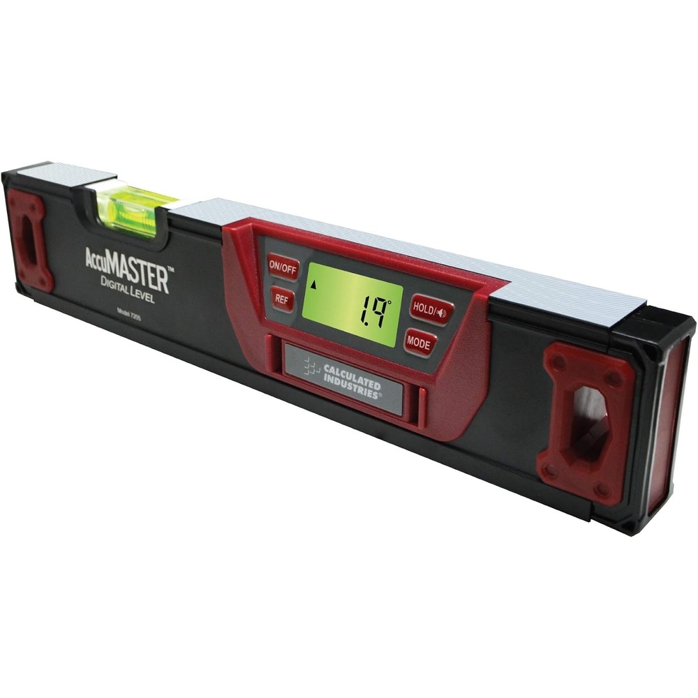 image:imageCalculated Industries 7205 AccuMASTER 10 Digital Level Precision Aluminum Frame Neodymium Magnets in Base Bright LCD Display amp Bubble Vial Measures Degree InFt
