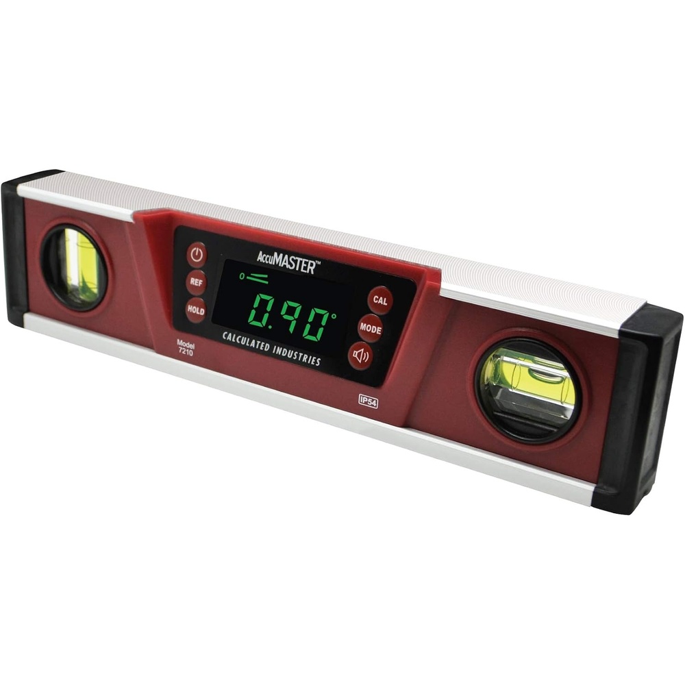 image:imageCalculated Industries 7210 AccuMASTER PRO Digital Torpedo Level and Protractor 10 Inch Neodymium Magnets Bright LED Display IP54 DustWater Resistant Red