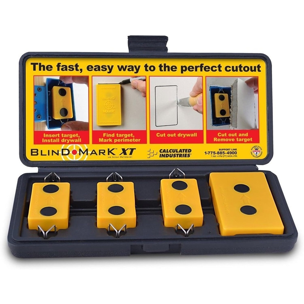 image:imageCalculated Industries 8105 Blind Mark Drywall Electrical Box Locator Tool Powerful RareEarth Magnetic Targets 3 and Locator Kit3 Targets Case
