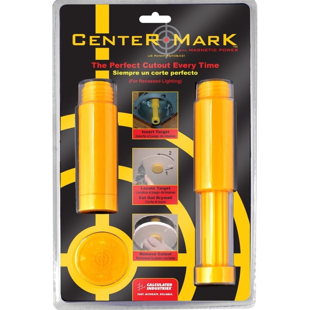 image:imageCalculated Industries 8110 Center Mark Drywall Recessed Lighting Cutout Magnetic Locator Tool for NonLED Cans Yellow